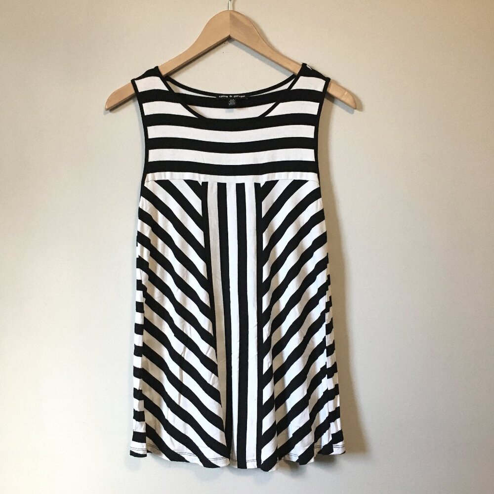 Y2K Burtonesque Striped A Line Goth Tank Top M